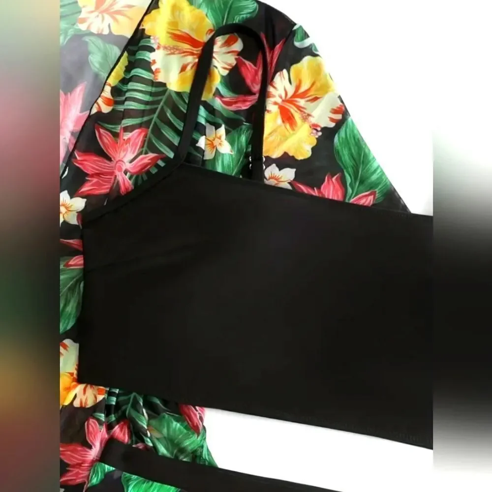 Ladies 3ps tropical swimsuit
